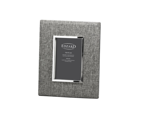 EDZARD Fotorahmen Elda für Foto 13 x 18 cm, Textil grau, edel versilbert, anlaufgeschützt