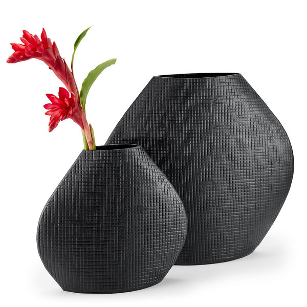 PHILIPPI OUTBACK Vase schwarz, pulverbeschichtet - Als Set (S und L)